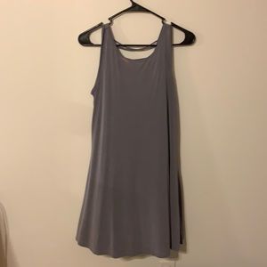 grey dress with straps in the back !!